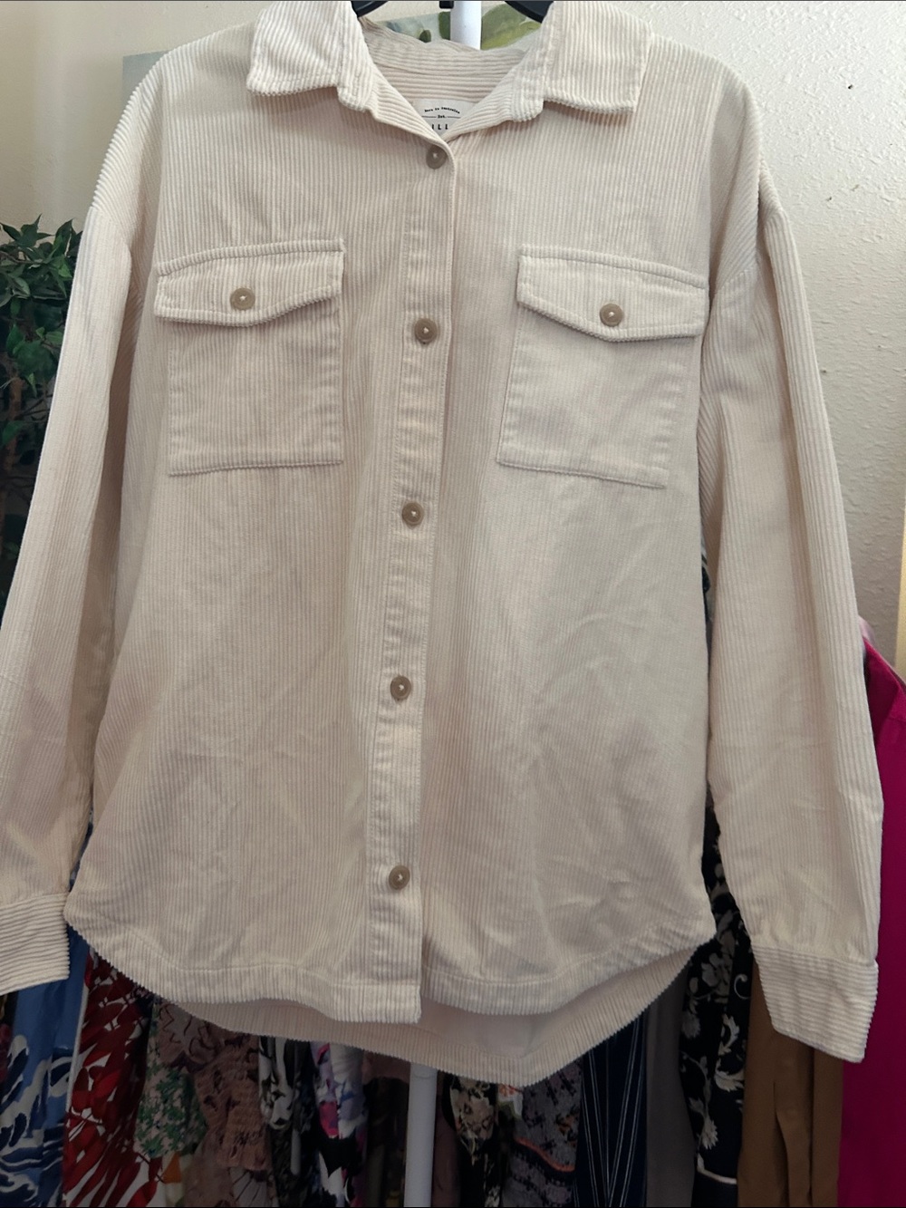 Billabong Cream Button-Down Corduroy Shirt